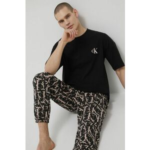 Pyžamo Calvin Klein Underwear pánska, čierna farba, vzorovaná vyobraziť