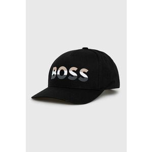 Bavlnená čiapka BOSS čierna farba, s potlačou vyobraziť