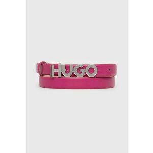 Kožený opasok HUGO dámsky, ružová farba vyobraziť