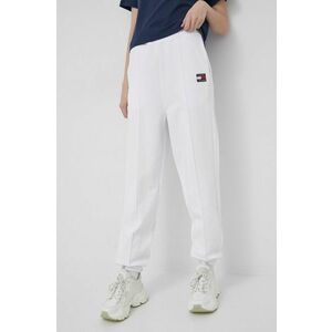 Bavlnené nohavice Tommy Jeans dámske, biela farba, jednofarebné vyobraziť