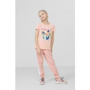 Detské bavlnené tričko 4F ružová farba, vyobraziť