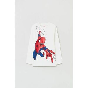 Detská bavlnená košeľa s dlhým rukávom OVS X Spider-man biela farba, s potlačou vyobraziť