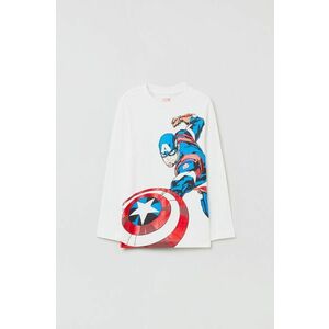 Detská bavlnená košeľa s dlhým rukávom OVS X Captain America biela farba, s potlačou vyobraziť