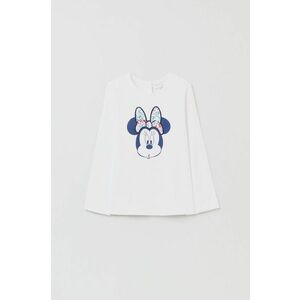 Detské tričko s dlhým rukávom OVS X Disney biela farba, vyobraziť