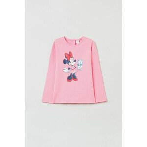 Detské tričko s dlhým rukávom OVS X Disney ružová farba, vyobraziť