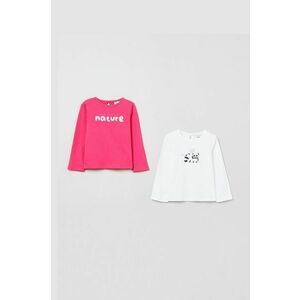 Detská bavlnená košeľa s dlhým rukávom OVS (2-pak) ružová farba, vyobraziť