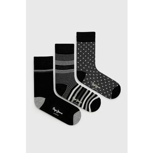 Ponožky Pepe Jeans Drevdon (3-pak) pánske, čierna farba vyobraziť