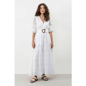 Šaty Ivy & Oak Marie biela farba, maxi, áčkový strih vyobraziť