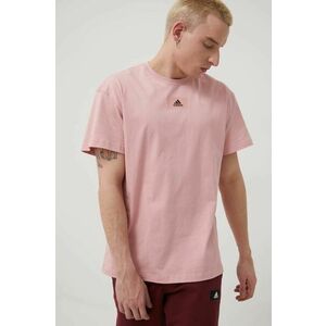 Bavlnené tričko adidas HE4355 ružová farba, s potlačou vyobraziť