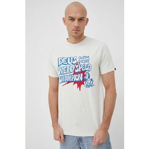 Bavlnené tričko Deus Ex Machina béžová farba, s potlačou vyobraziť