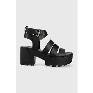 Kožené sandále Tommy Jeans dámske, čierna farba, na podpätku vyobraziť