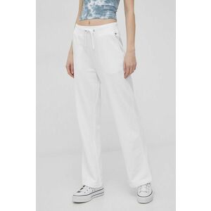 Nohavice Tommy Jeans dámske, biela farba, jednofarebné vyobraziť