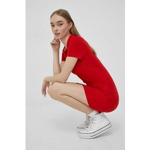 Šaty Tommy Jeans červená farba, mini, priliehavá vyobraziť