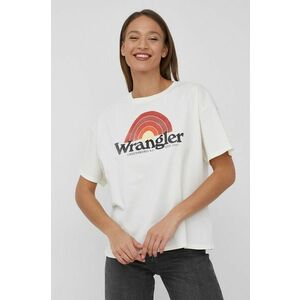Bavlnené tričko Wrangler béžová farba, vyobraziť