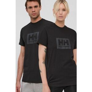 Bavlnené tričko Helly Hansen 53285-096, čierna farba, s potlačou vyobraziť