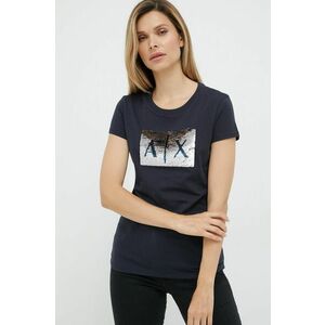 Bavlnené tričko Armani Exchange tmavomodrá farba, vyobraziť