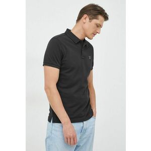 Polo tričko Gant pánsky, čierna farba, jednofarebné vyobraziť