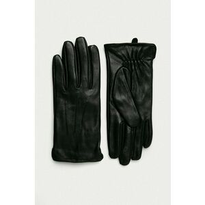 Kožené rukavice Pieces dámske, čierna farba vyobraziť