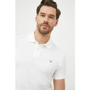 Bavlnené polo tričko Gant biela farba, s nášivkou vyobraziť