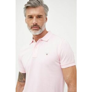 Bavlnené polo tričko Gant ružová farba, s nášivkou vyobraziť