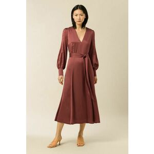 Šaty Ivy & Oak Dena hnedá farba, midi, áčkový strih vyobraziť
