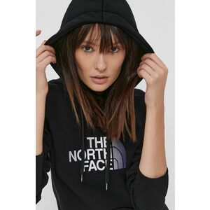 Bavlnená mikina The North Face NF0A55ECJK31-JK31, dámska, čierna farba, s kapucňou, s nášivkou vyobraziť
