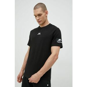Bavlnené tričko Helly Hansen čierna farba, s nášivkou vyobraziť