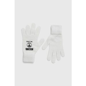 Vlnené rukavice Moschino dámske, biela farba vyobraziť