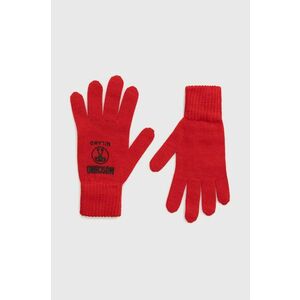 Vlnené rukavice Moschino dámske, červená farba vyobraziť
