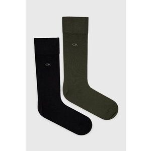 Ponožky Calvin Klein 2-pak pánske, zelená farba vyobraziť