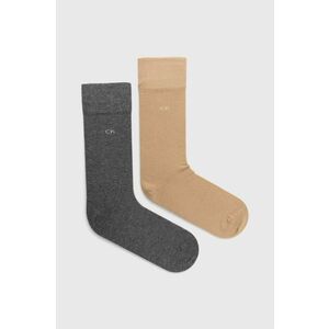 Ponožky Calvin Klein 2-pak pánske, béžová farba vyobraziť
