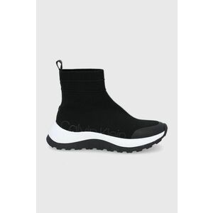 Topánky Calvin Klein čierna farba, na plochom podpätku vyobraziť