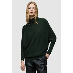 Vlnený sveter AllSaints dámsky, zelená farba, s polorolákom vyobraziť