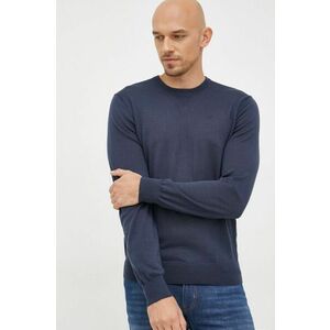Vlnený sveter Armani Exchange pánsky, tmavomodrá farba, tenký, vyobraziť