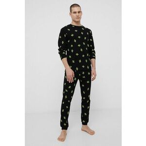 Bavlnené pyžamo John Frank čierna farba, vzorované vyobraziť