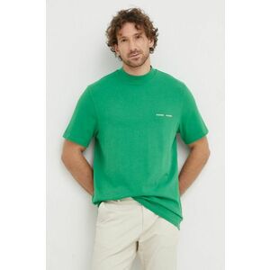 Bavlnené tričko Samsoe Samsoe zelená farba, jednofarebné vyobraziť