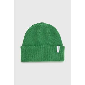 Vlnená čiapka Samsoe Samsoe zelená farba, z hrubej pleteniny, vlnená vyobraziť