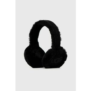 Vlnené klapky na uši na zimu UGG čierna farba, vlnená vyobraziť