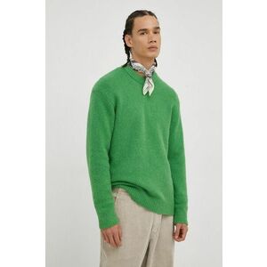 Vlnený sveter Samsoe Samsoe pánsky, zelená farba, teplý, vyobraziť