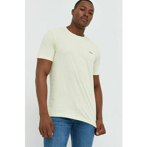 Bavlnené tričko HUGO béžová farba, jednofarebné vyobraziť