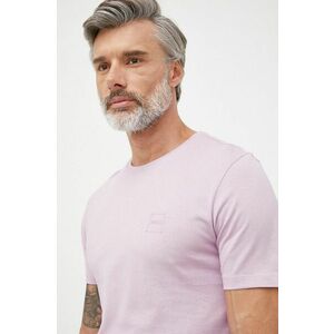 Bavlnené tričko BOSS Boss Casual , fialová farba, s nášivkou vyobraziť