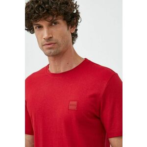 Bavlnené tričko BOSS Boss Casual červená farba, s nášivkou vyobraziť