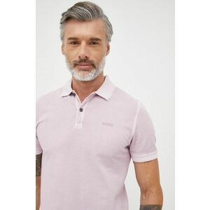 Bavlnené polo tričko BOSS Boss Casual ružová farba, jednofarebné vyobraziť