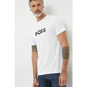 Bavlnené tričko BOSS biela farba, s potlačou vyobraziť