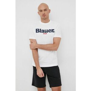 Bavlnené tričko Blauer biela farba, s potlačou vyobraziť