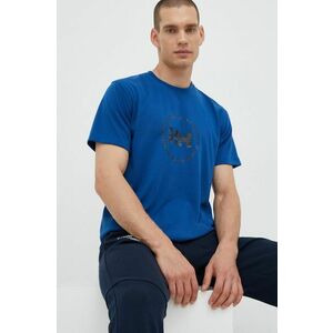 Tričko Helly Hansen pánske, modrá farba, s potlačou vyobraziť