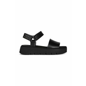 Kožené sandále Geox dámske, čierna farba, na platforme vyobraziť