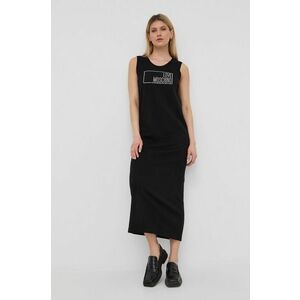 Bavlnené šaty Love Moschino čierna farba, maxi, rovný strih vyobraziť