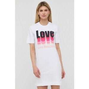 Šaty Love Moschino biela farba, mini, rovný strih vyobraziť