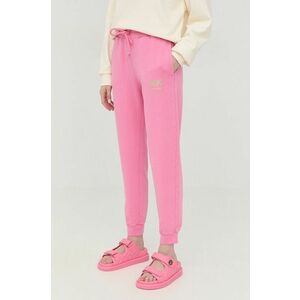 Bavlnené nohavice Pinko dámske, ružová farba, jednofarebné vyobraziť